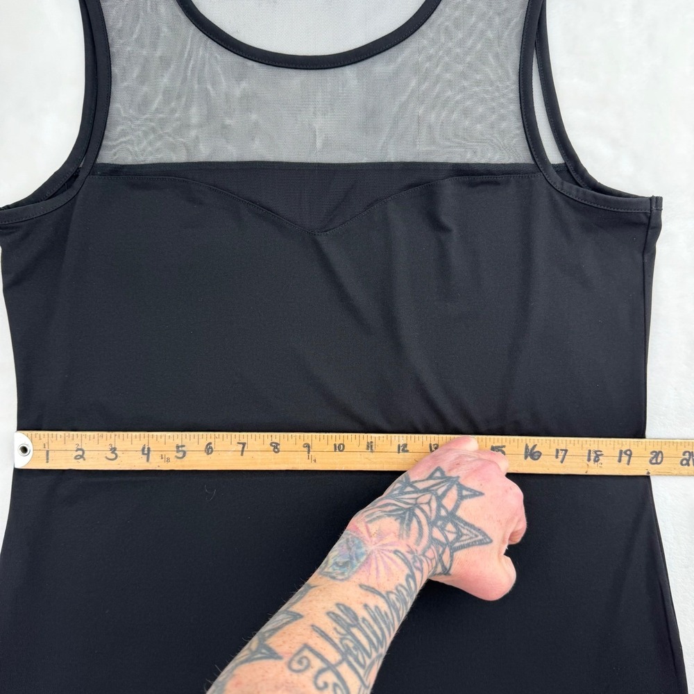 mblm‎ Black Mesh Yoke Sleeveless Tank Top Sweetheart Neckline Sheer Goth - Picture 5 of 11